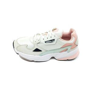 Adidas Falcon Womens Sneakers White Pink Green Mesh Leather Shoes Size US 7